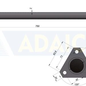 Soporte guardabarros recto base trian. 750MM Ø42